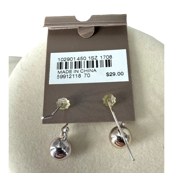 J. Jill SMALL Ball Dangle Drop Hook Earrings Silver Tone Minimalist Dainty NWT - Picture 6 of 7